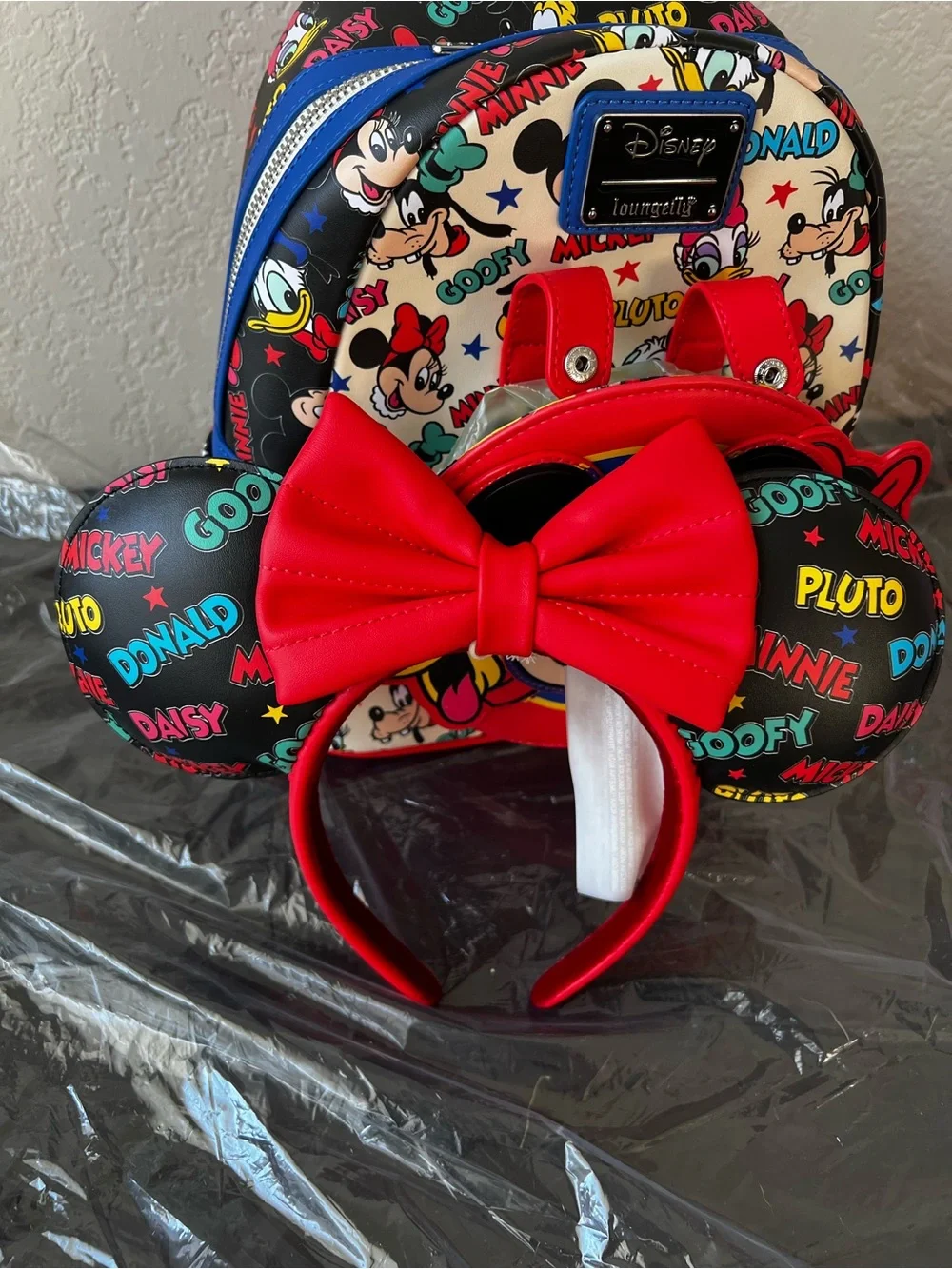 Loungefly Disney Mickey Mouse and Friends Mini Backpack With Ears Headband - NWT